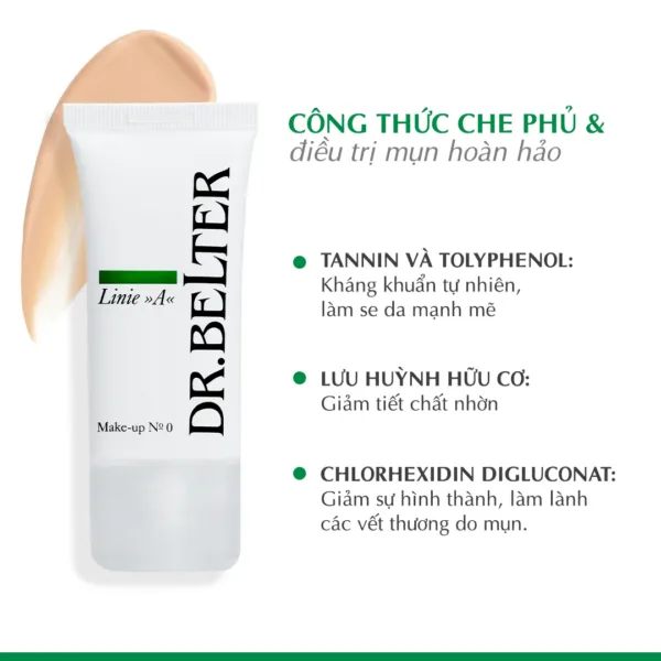 Alternative view of Kem nền cho da dầu mụn Dr.Belter 520 Make-up No.0 30ml.