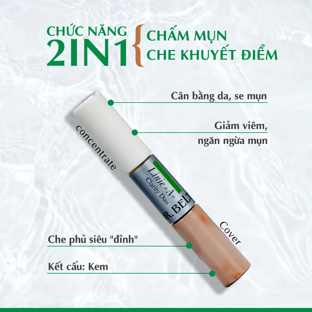 Bút chấm mụn che khuyết điểm Dr.Belter 526 Clarity Duo 2x6ml. 3 Bút chấm mụn che khuyết điểm Dr.Belter 526 Clarity Duo 2x6ml. - Ảnh 3