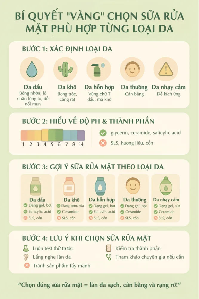 Bí quyết vàng chọn Sữa rửa mặt